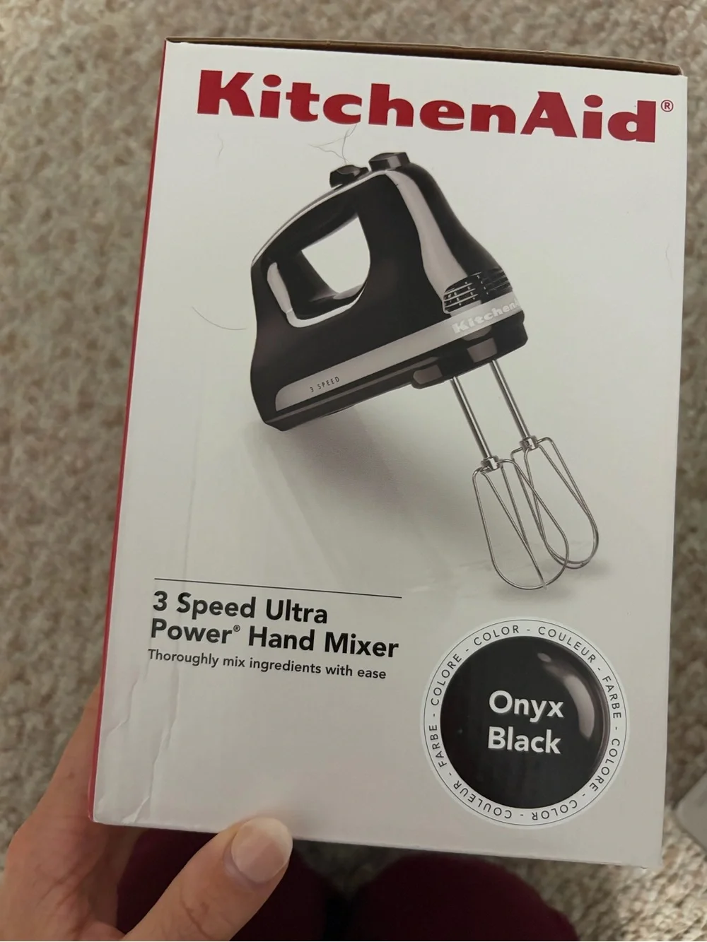 KitchenAid Black and Silver Hand Mixer with Turbo Beaters